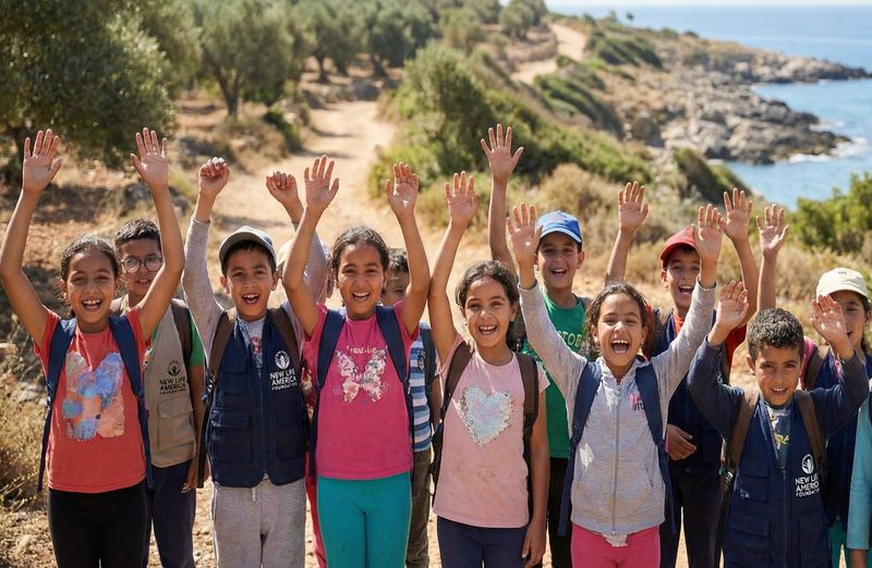 Children enjoying an outdoor educational trip organized by the community