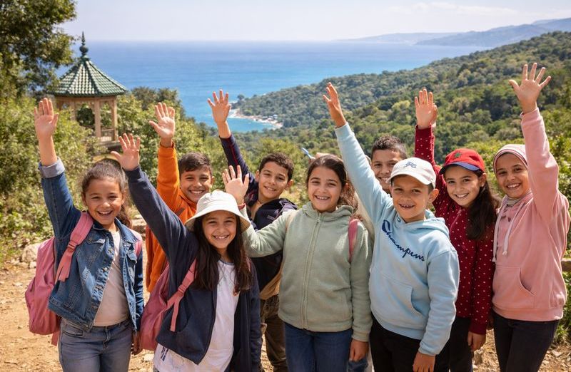 Educational community trip for children with outdoor learning activities