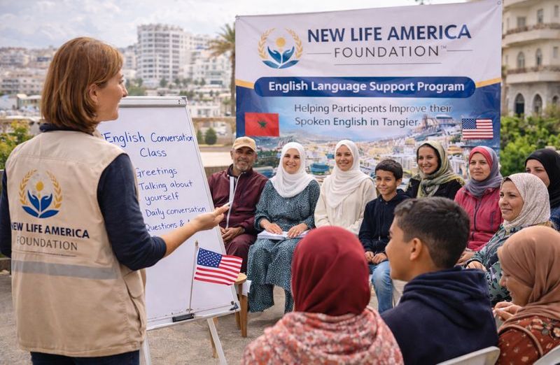 Community English learning session for young people in Casablanca